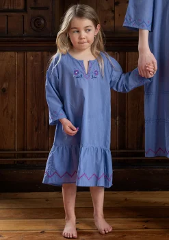 Loungewear & Sovplagg-Gudrun Sjödén Barnnattlinne "Twinkle" i ekologisk bomull Havsblå