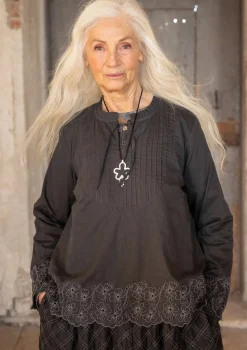 Blusar-Gudrun Sjödén Blus "Birta" i ekologisk bomull Mörkaskgrå