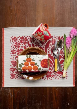 Kök & Matplats-Gudrun Sjödén Bordstablett "Gnistra" i ekologisk bomull Tomat