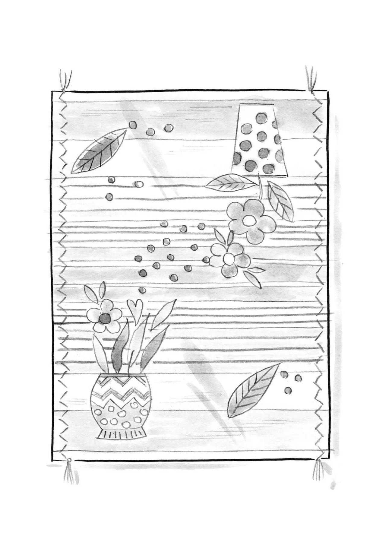 Mattor-Gudrun Sjödén Broderad matta "Flower bed" i ekologisk bomull Askgrå