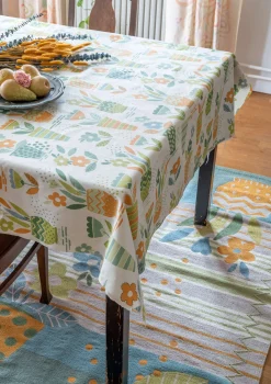 Mattor-Gudrun Sjödén Broderad matta "Flower bed" i ekologisk bomull Celadon