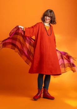 Accessoarer-Gudrun Sjödén Garnfärgad sjal "Cleo" i ull Agatröd