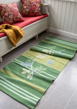 Mattor-Gudrun Sjödén Gångmatta "Leaves" i ekologisk bomull Koriander