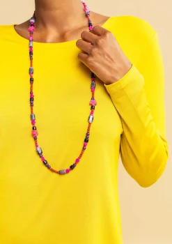 Accessoarer-Gudrun Sjödén Halsband "Jane" i återvunna glaspärlor Midsommarblomster