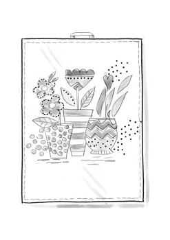 Kök & Matplats-Gudrun Sjödén Kökshandduk "Flower pots" i ekologisk bomull Grålila