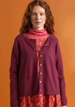 Koftor-Gudrun Sjödén Kofta i ekologisk ull Vinröd