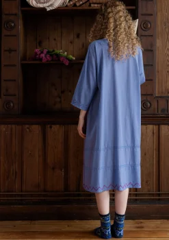 Loungewear & Sovplagg-Gudrun Sjödén Nattlinne "Twinkle" i ekologisk bomull Havsblå
