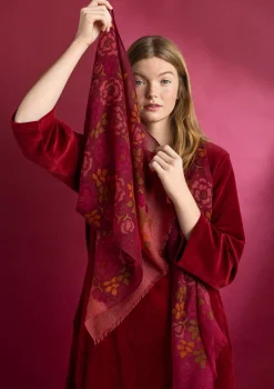 Accessoarer-Gudrun Sjödén Sjal "Astrid" i ull Granatäpple