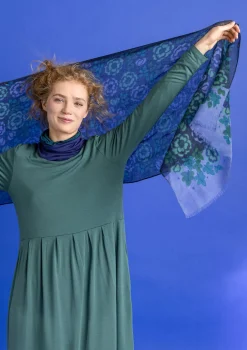 Accessoarer-Gudrun Sjödén Sjal "Astrid" i ull Mörkindigo