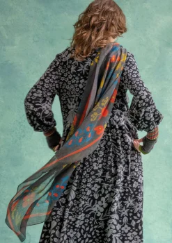 Accessoarer-Gudrun Sjödén Sjal "Katla" i ull Mörkaskgrå