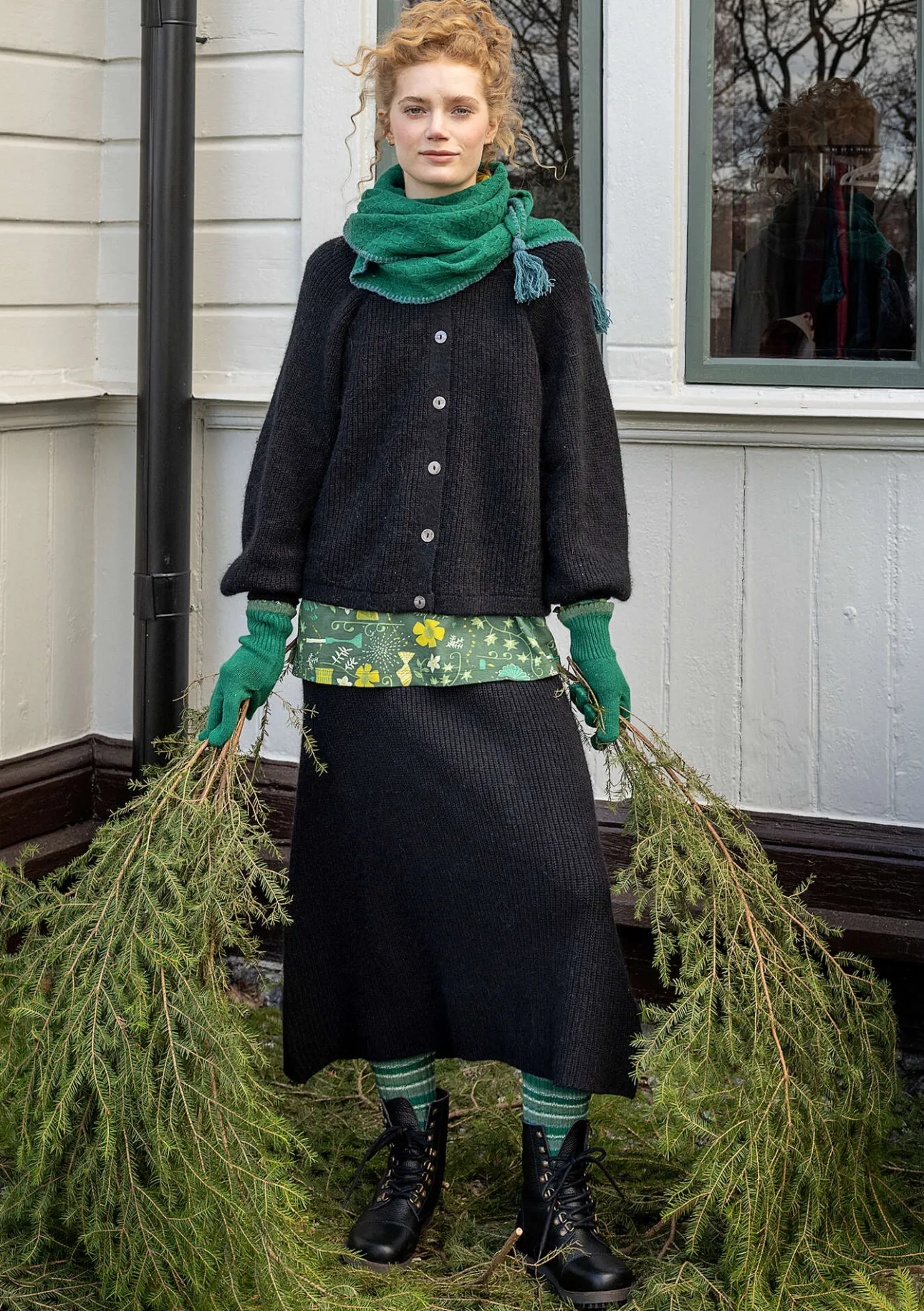 Kjolar-Gudrun Sjödén Stickad kjol "Vinternatt" i alpackamix Svart