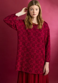 Tunikor-Gudrun Sjödén Stickad tunika "Freja" i ekologisk/återvunnen bomull Cyklamen