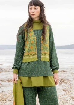 Västar-Gudrun Sjödén Stickad väst "Aurora" i ekologisk och återvunnen bomull/ull Avokado