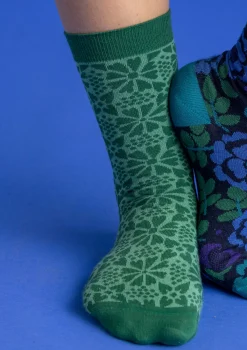 Accessoarer-Gudrun Sjödén Strumpa "Freja" i ekologisk bomull Malakit