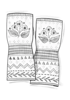 Accessoarer-Gudrun Sjödén Torgvante "Borealis" i ekologisk och återvunnen bomull/ ull Aubergine