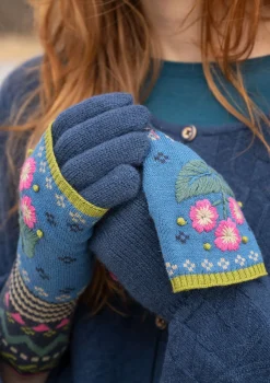 Accessoarer-Gudrun Sjödén Torgvante "Borealis" i ekologisk och återvunnen bomull/ ull Mildindigo