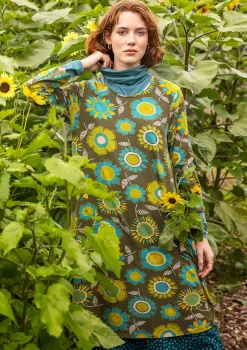 Klänningar-Gudrun Sjödén Trikåklänning "Sunflower" i lyocell/elastan Mossgrön