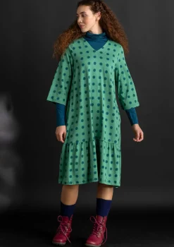 Klänningar-Gudrun Sjödén Trikåklänning "Tyra" i ekologisk bomull/modal Malakit/mönstrad