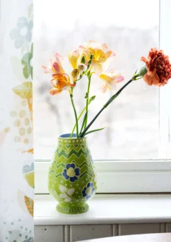Dekoration & Tillbehör|Keramik & Glas-Gudrun Sjödén Vas "Wild rose" i keramik Bladgrönt