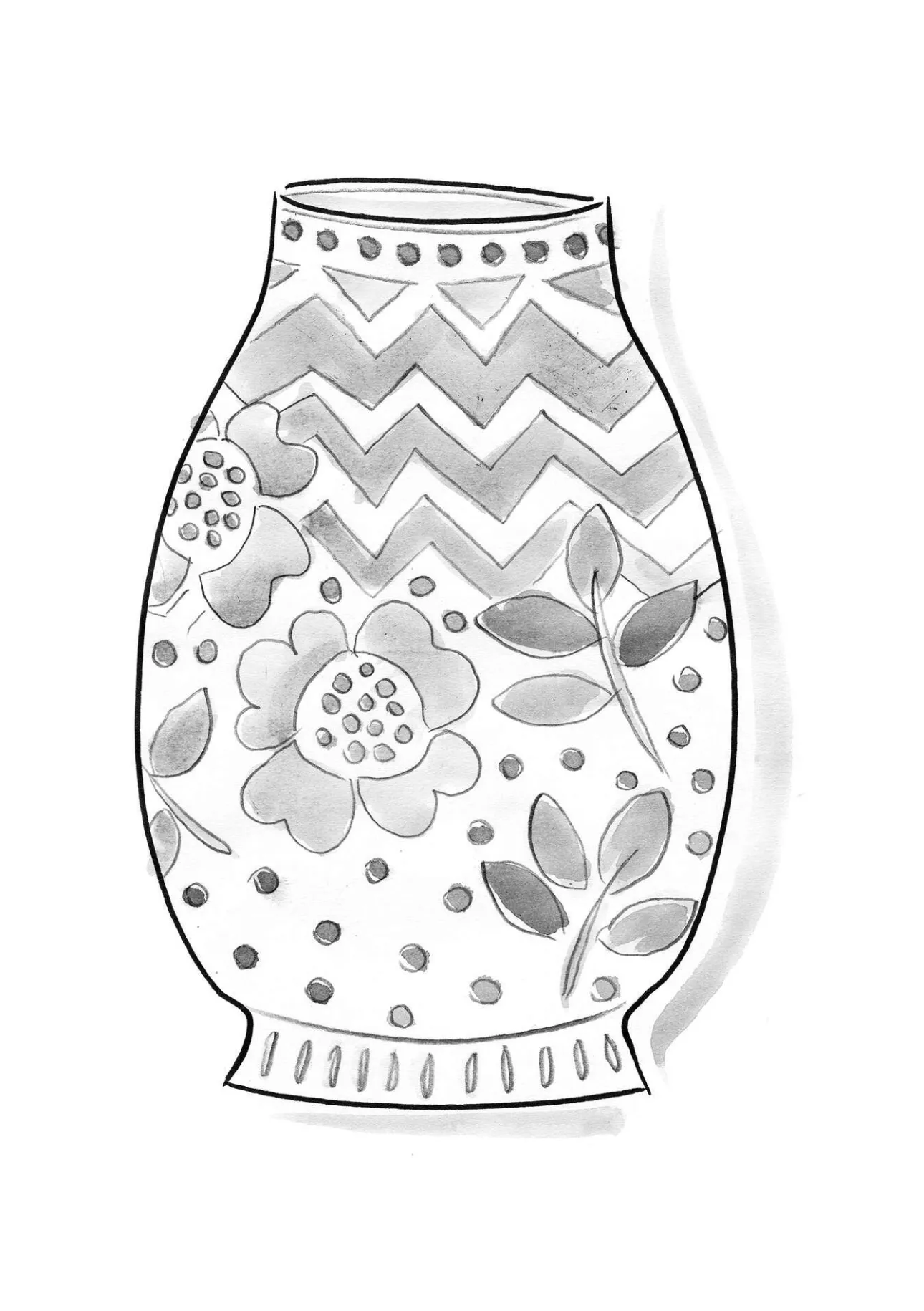 Dekoration & Tillbehör|Keramik & Glas-Gudrun Sjödén Vas "Wild rose" i keramik Bladgrönt