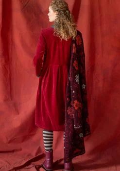 Klänningar-Gudrun Sjödén Velourklänning "Fyrverkeri" i ekologisk bomull/återvunnen polyester Granatäpple