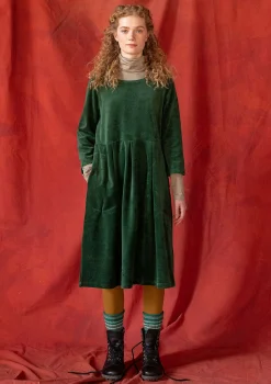 Klänningar-Gudrun Sjödén Velourklänning "Fyrverkeri" i ekologisk bomull/återvunnen polyester Mörkgrön