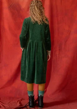 Klänningar-Gudrun Sjödén Velourklänning "Fyrverkeri" i ekologisk bomull/återvunnen polyester Mörkgrön