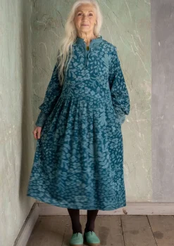 Klänningar-Gudrun Sjödén Velourklänning "Katla" i ekologisk bomull/återvunnen polyester Veronagrön