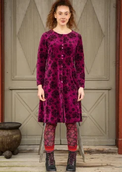 Klänningar-Gudrun Sjödén Velourklänning "Selma" i ekologisk bomull/återvunnen polyester Vindruva