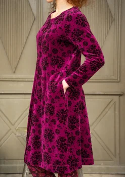 Klänningar-Gudrun Sjödén Velourklänning "Selma" i ekologisk bomull/återvunnen polyester Vindruva