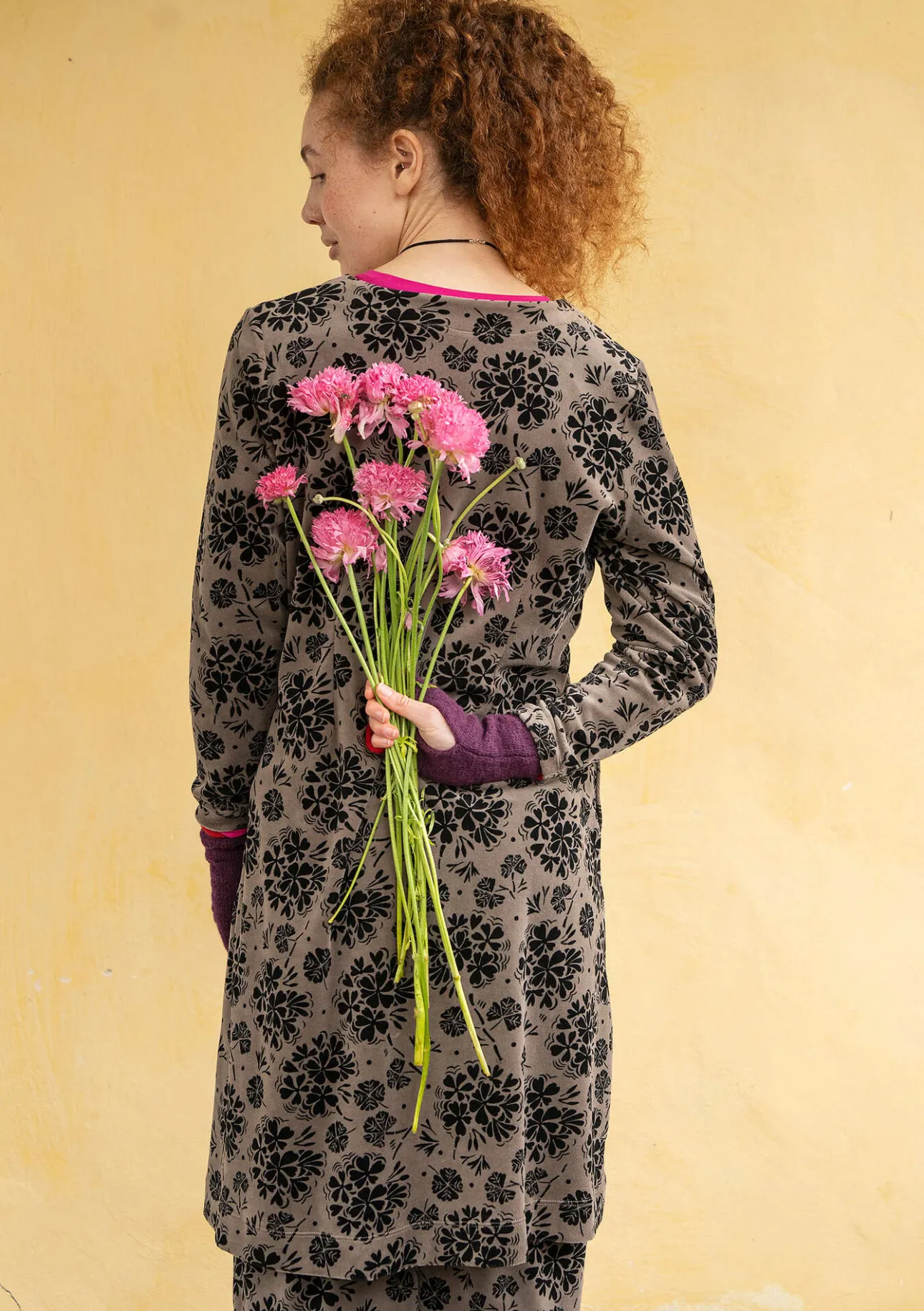 Klänningar-Gudrun Sjödén Velourklänning "Selma" i ekologisk bomull/återvunnen polyester Potatis
