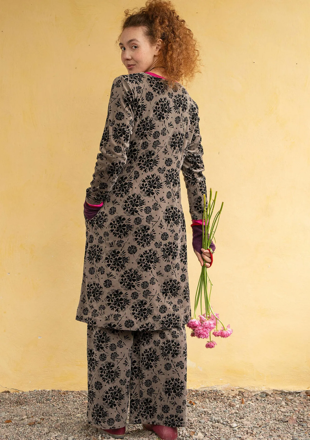 Klänningar-Gudrun Sjödén Velourklänning "Selma" i ekologisk bomull/återvunnen polyester Potatis
