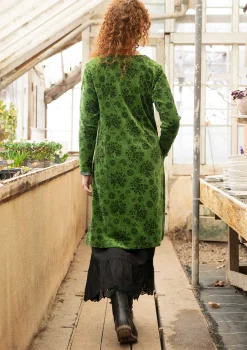 Klänningar-Gudrun Sjödén Velourklänning "Selma" i ekologisk bomull/återvunnen polyester Gräsgrön