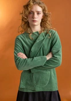 Koftor|Toppar & Tröjor-Gudrun Sjödén Velourkofta i ekologisk bomull/återvunnen polyester Havsgrön