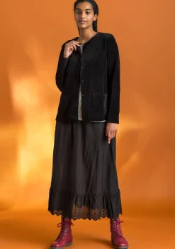 Koftor|Toppar & Tröjor-Gudrun Sjödén Velourkofta i ekologisk bomull/återvunnen polyester Svart