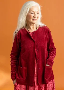 Koftor|Toppar & Tröjor-Gudrun Sjödén Velourkofta i ekologisk bomull/återvunnen polyester Granatäpple
