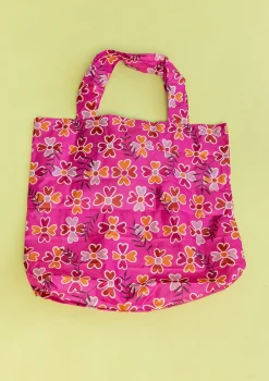 Väskor & Tygpåsar|Accessoarer-Gudrun Sjödén Vikbar shoppingpåse "Peggy" i återvunnen polyester Hibiskus