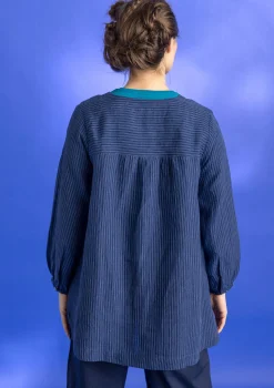 Blusar-Gudrun Sjödén Vävd artistblus ”Asta” i lin Indigo/randig
