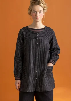 Blusar-Gudrun Sjödén Vävd artistblus ”Asta” i lin Svart/randig