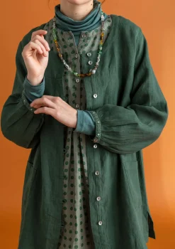 Blusar-Gudrun Sjödén Vävd artistblus ”Asta” i lin Mörkgrön