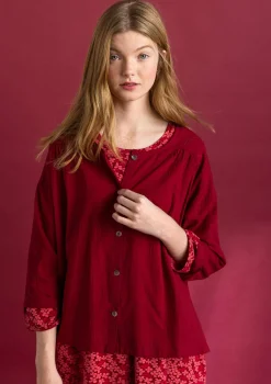 Blusar-Gudrun Sjödén Vävd blus ”Hedda” i ekologisk bomull Granatäpple