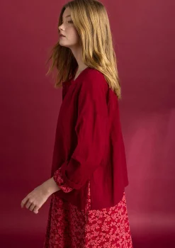 Blusar-Gudrun Sjödén Vävd blus ”Hedda” i ekologisk bomull Granatäpple