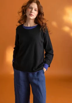 Byxor-Gudrun Sjödén Vävd byxa ”Asta” i lin Indigo/randig