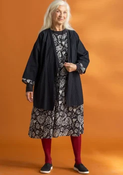 Blusar-Gudrun Sjödén Vävd kimono i ekologisk bomullsdobby Svart