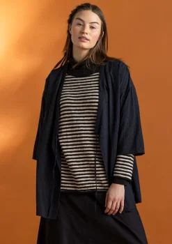 Blusar-Gudrun Sjödén Vävd kimono i ekologisk bomullsdobby Svart