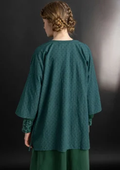 Blusar-Gudrun Sjödén Vävd kimono i ekologisk bomullsdobby Opalgrön