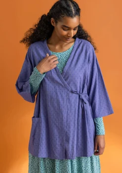 Blusar-Gudrun Sjödén Vävd kimono i ekologisk bomullsdobby Blåklocka