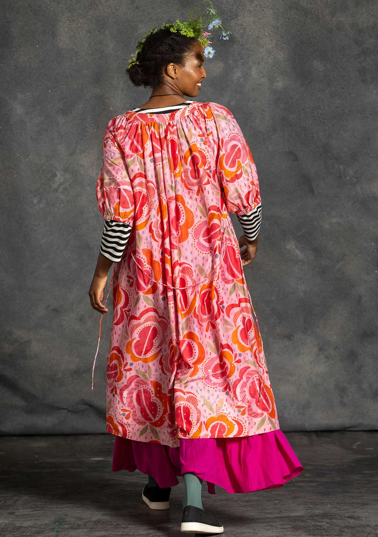 Klänningar-Gudrun Sjödén Vävd klänning "Great Rose" i ekologisk bomull/siden Ljuspuderrosa