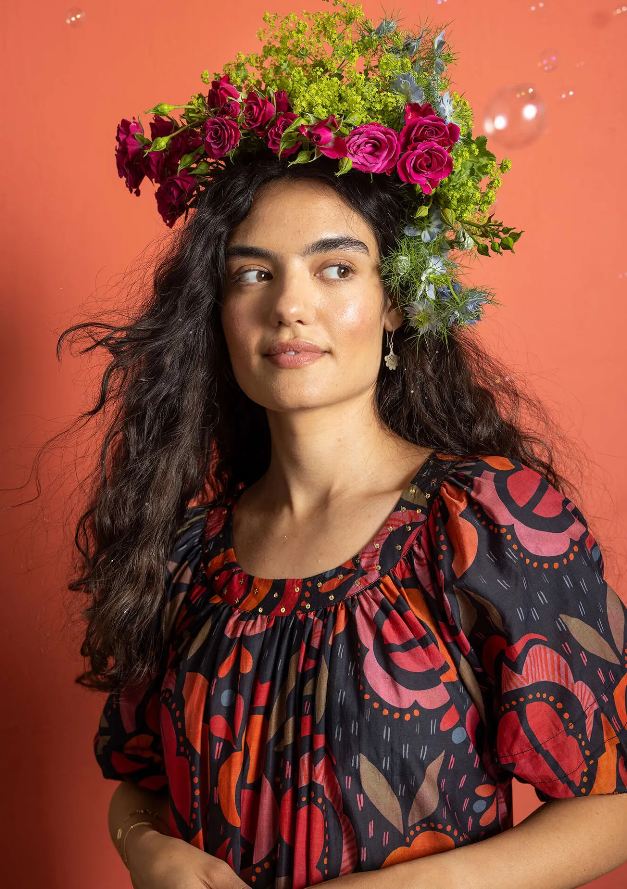 Klänningar-Gudrun Sjödén Vävd klänning "Great Rose" i ekologisk bomull/siden Svart