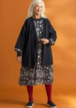 Klänningar-Gudrun Sjödén Vävd klänning ”Hedda” i ekologisk bomull Svart/mönstrad